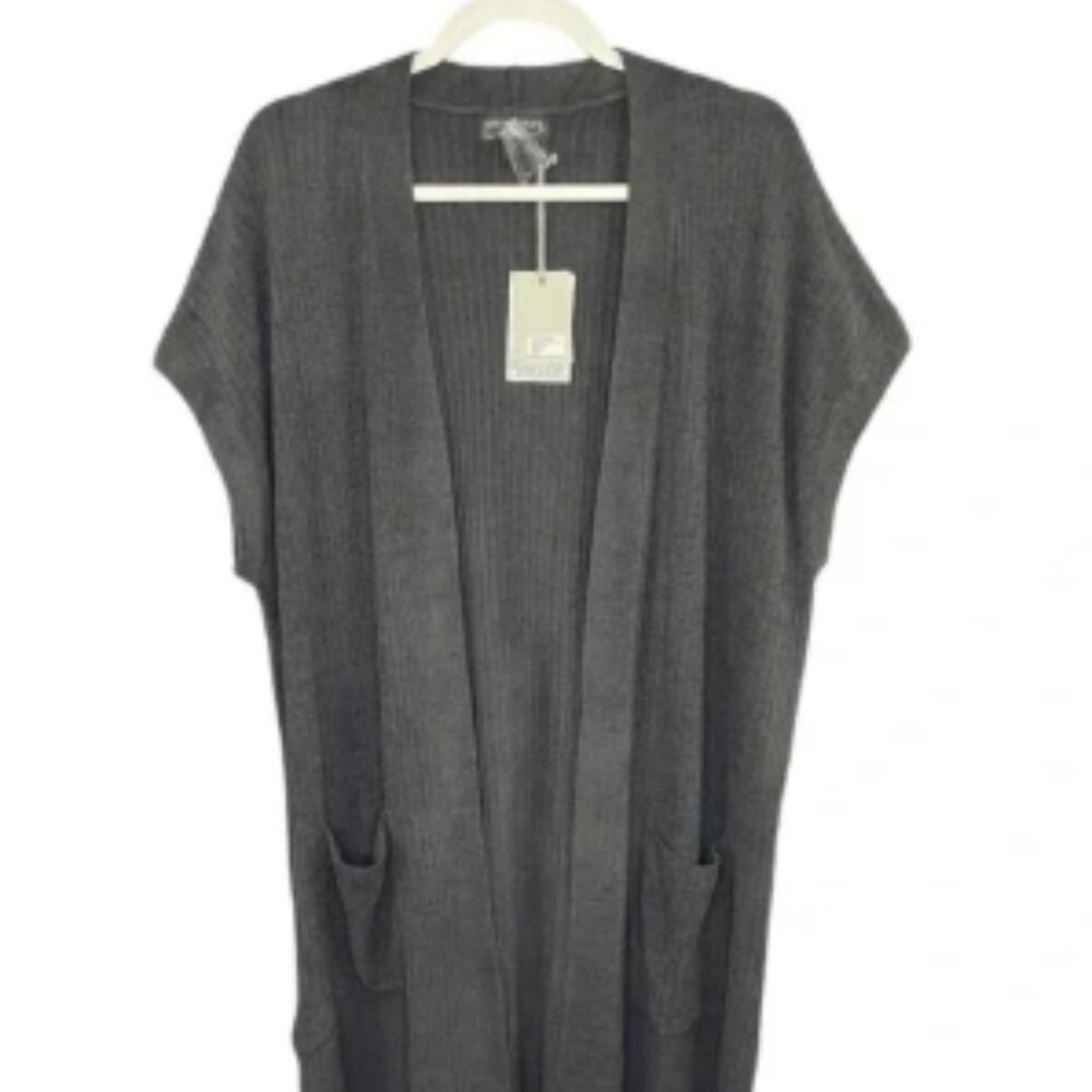 Barefoot Dreams CozyChic Ultra Lite Ribbed Vest Carbon Gray NWT